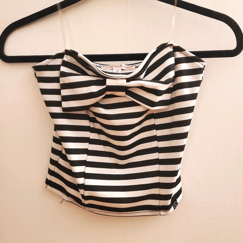 Striped Bow Front Tube Top